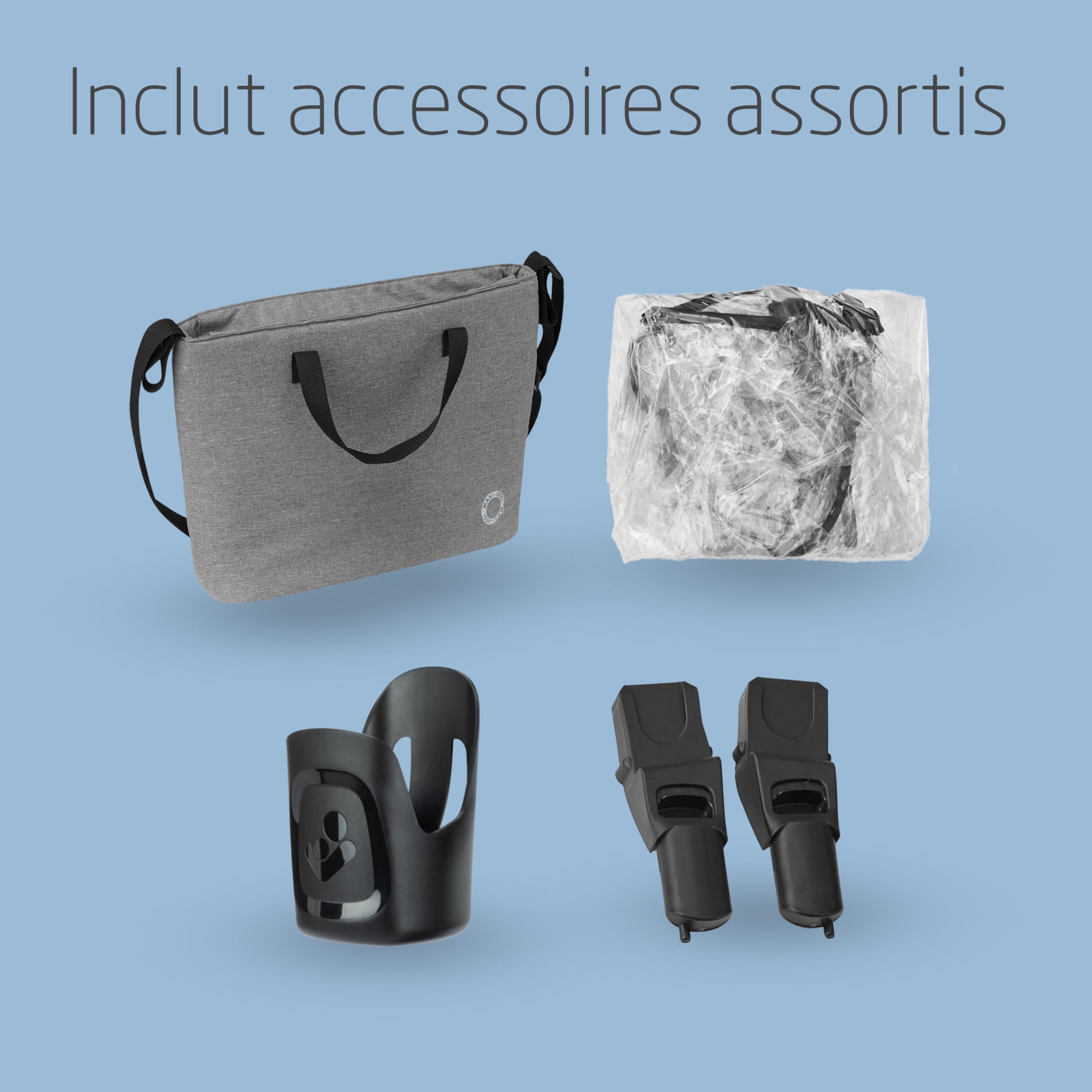 Maxi Cosi Zelia Select Trio, Poussette 3 en 1 Avec Siège auto, 0-4 ans (0-22 kg), Pliage D'une Seule Main, Poussette Trio Compacte et Réversible, Avec Siège auto Bébé CabrioFix S i-Size, Gris
