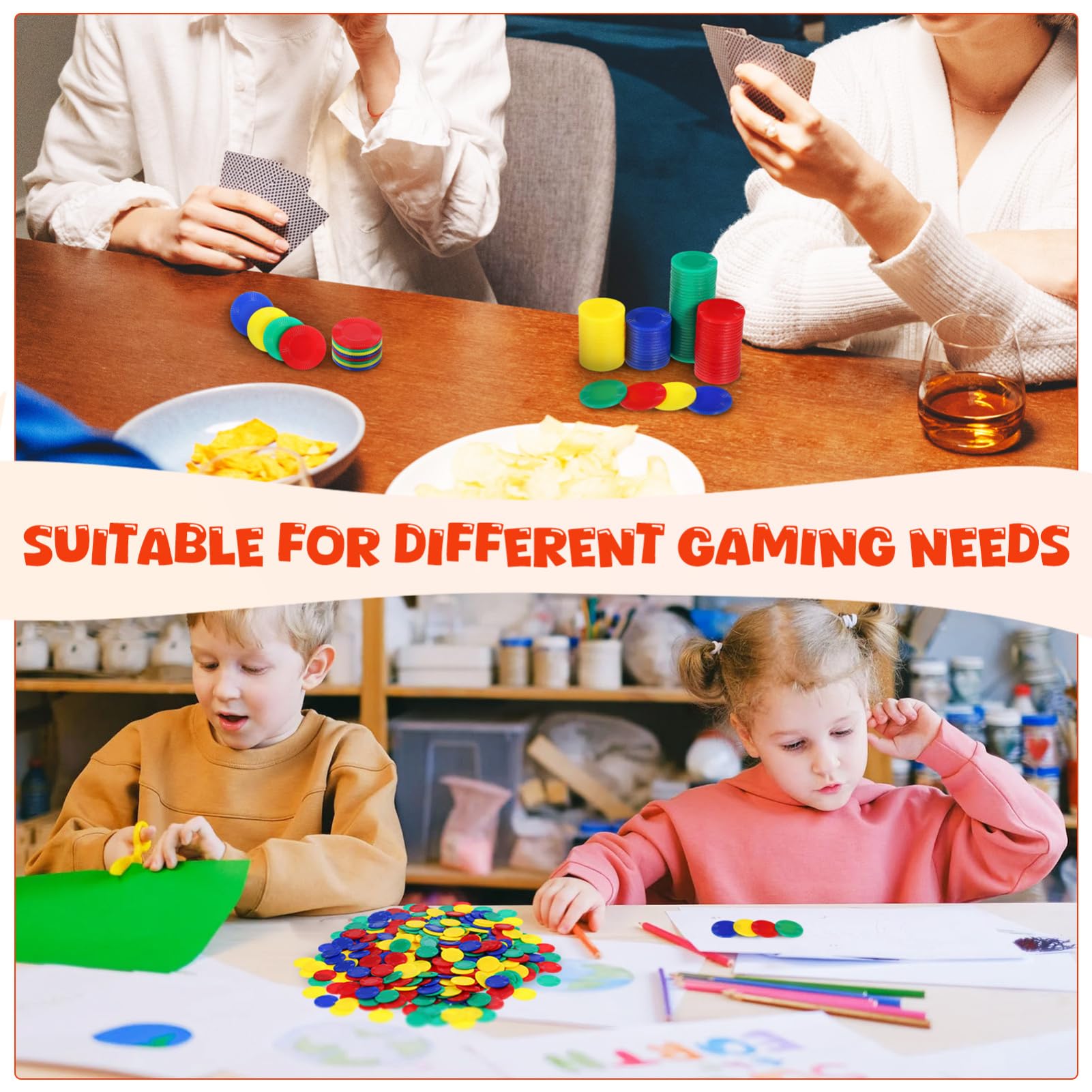 BCOATH Poker Chips for Games 400 Pcs Bingo Chips Party Gaming Prop Denominations