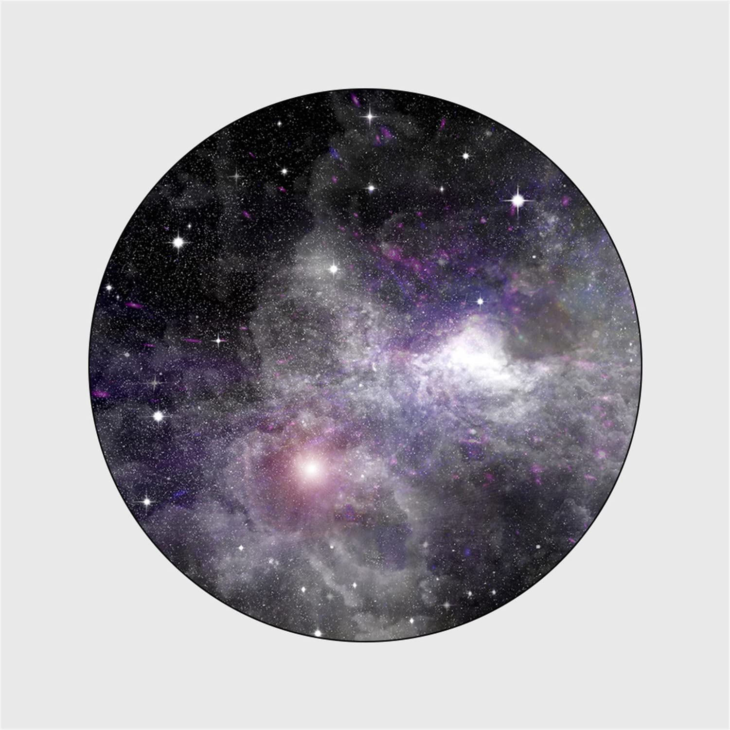 TMXK Starry Night Round Rugs, Universe Space Nebula Stars Carpet Large Floor Mat for Living Room, Study, Kids Bedroom