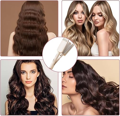 Miniatura 8 de Waver rizador de pelo, rizador iónico profundo con 3 barriles de cerámica, calentamiento rápido, anti-quemaduras, doble voltaje, 4 temperaturas