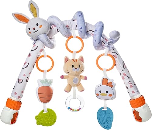 TUMAMA 2 en 1 - Juguetes de asiento de coche en espiral para bebés de 6 a 12 meses, juguetes de arco para bebés de 0 a 12 meses, juguetes colgantes