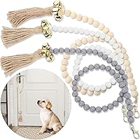 Patelai 3-Pack Adjustable Dog Door Bells for Potty Training - Decorative Wooden Bead Hanging Puppy Bells, 3 Colors