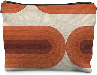 Vintage Boho Terracota Rainbow Makeup Bag, Mid Century Modern Rainbow Co...