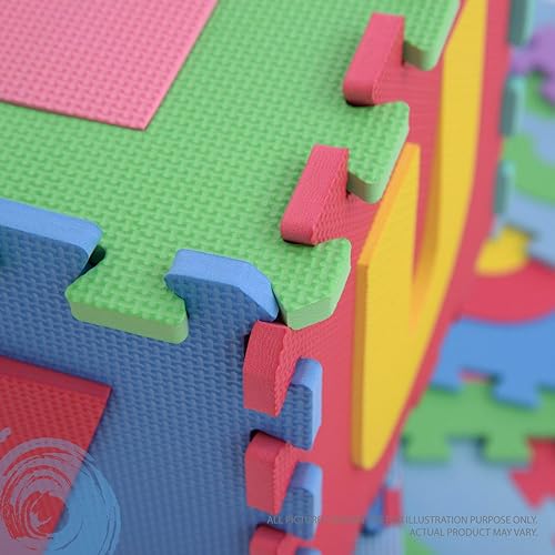 Miniatura 8 de Deke Home - Tapete de juego de espuma del alfabeto para niños, 36 azulejos de EVA entrelazados, tapete de piso de 72 x 72 pulgadas con letras y
