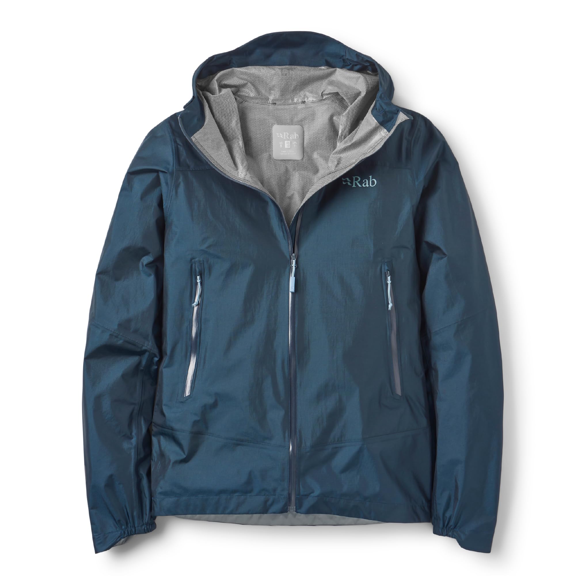 Rab Women's Phantom Mountain Jacket - Lightweight Waterproof Hooded Shell for Hiking & Trekking - Tempest Blue - 14