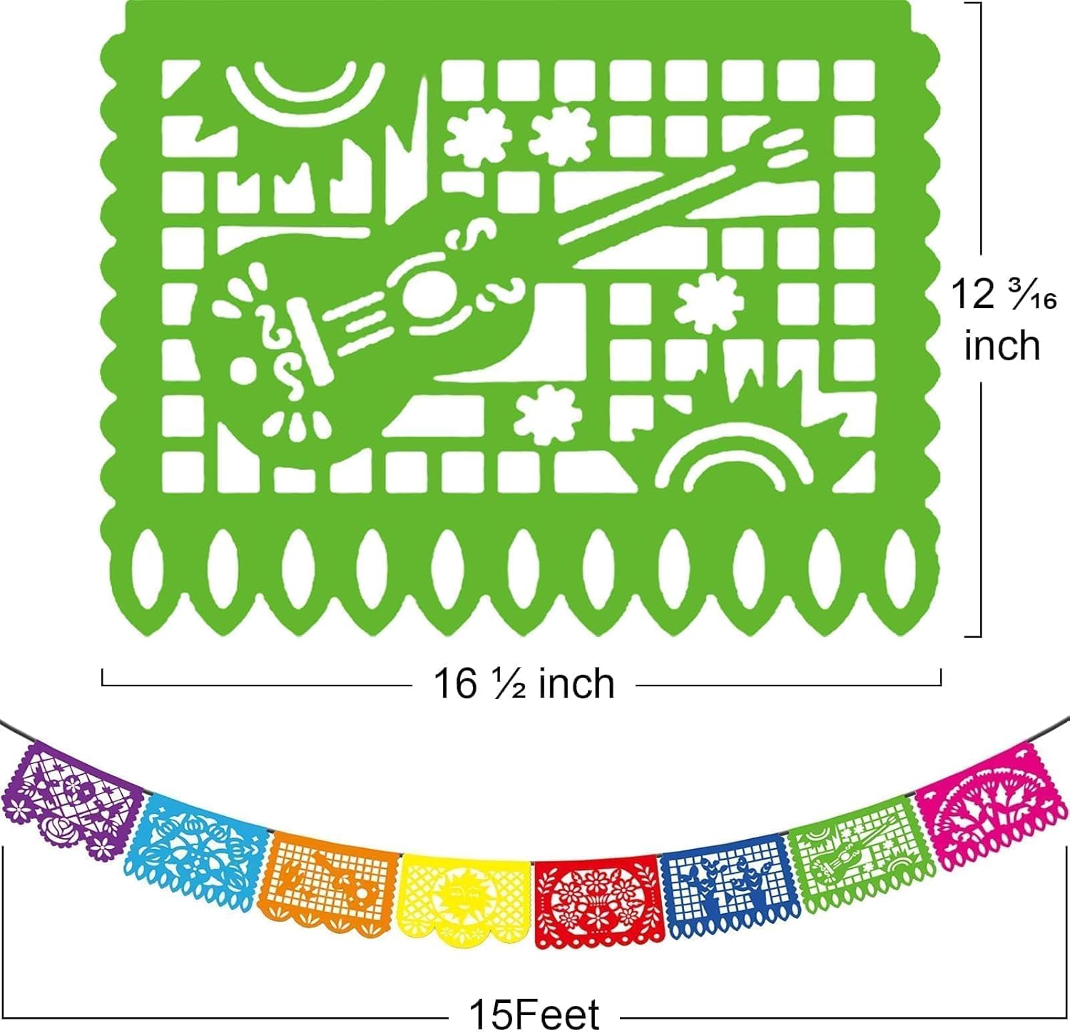 Asoulin 6PCS Mexican Party Banners, Cinco De Mayo Decoration Fiesta Party Decoration, Mexican Themed Party Decor 5 De Mayo Banner Plastic Papel Picado, Mexico Birthday Party Supplies -12 Patterns/90FT