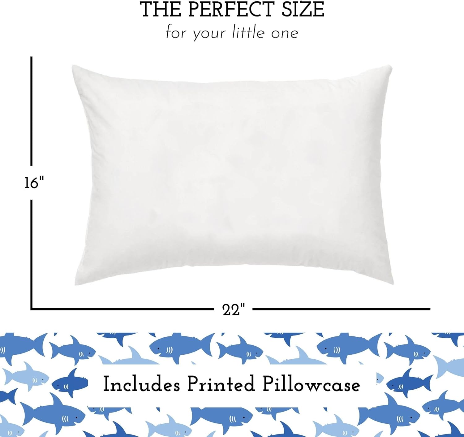 Little Sleepy Head Youth Pillow with Pillowcase 16x22, Soft Jumbo Toddler Pillows, Hypoallergenic Pillow Case - Best Kids Pillows for Sleeping, Perfect Kids Travel Pillows (Fintastic Friends) - Image 2