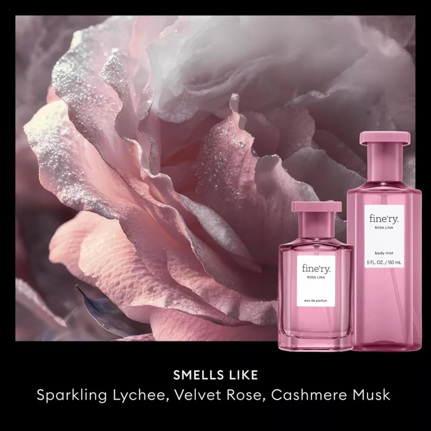 Fine'ry Lychee Rose Eau de Parfum – Rosa Lina Long-Lasting Perfume for Women - Juicy, Sugared Floral, Romantic Skin Scent & Cashmere Musk​ - Full Size Hair & Body Cologne Fragrance for Girls (60mL) - Image 2