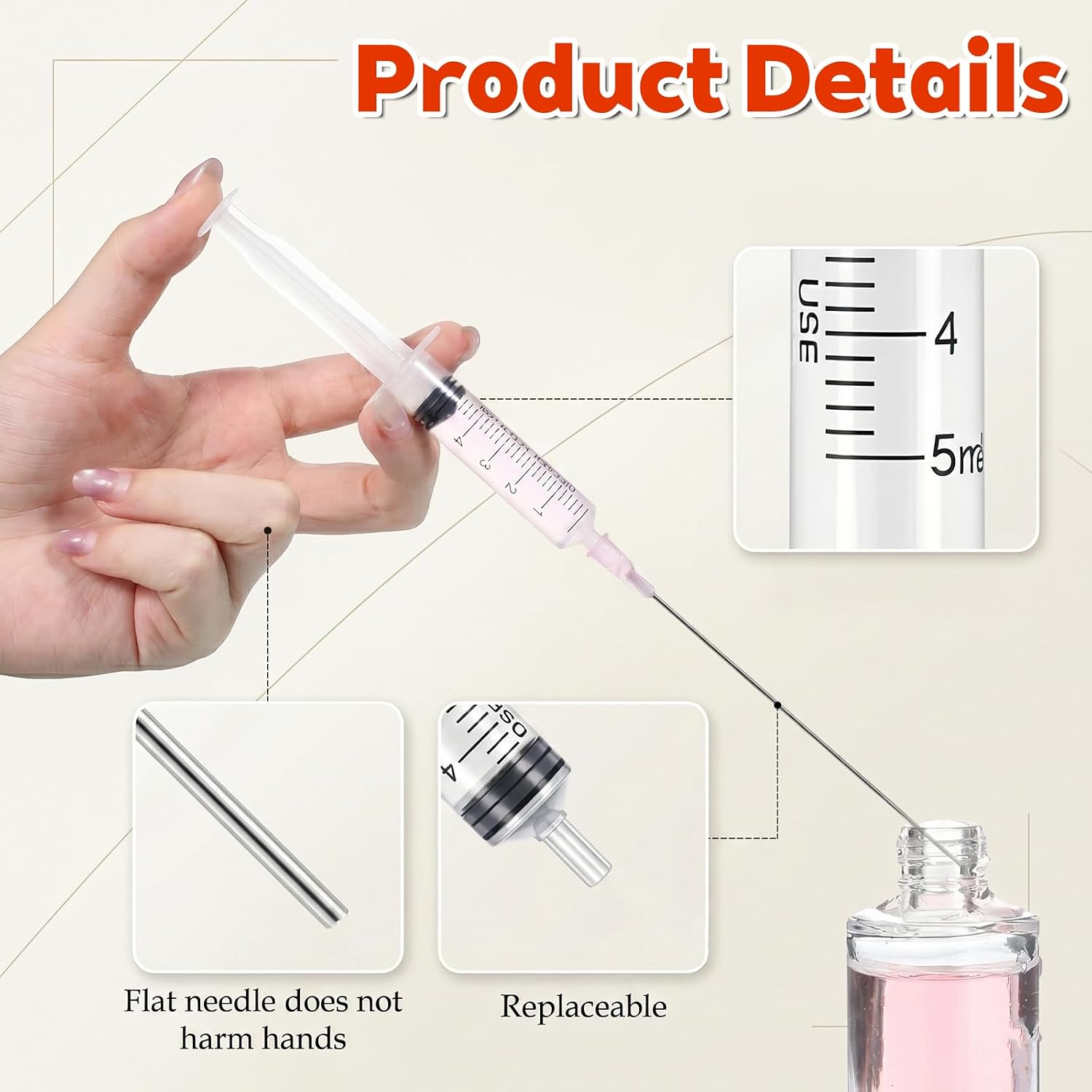 5ml Plastic Perfume Syringe Decanter Kit, 4 Pack Perfume Refill Tool Kit with Dull Stainless Needle Tip for Perfumes Ink Pen Printer Filling Refillable Liquid Fragrance Dispensing Measuring