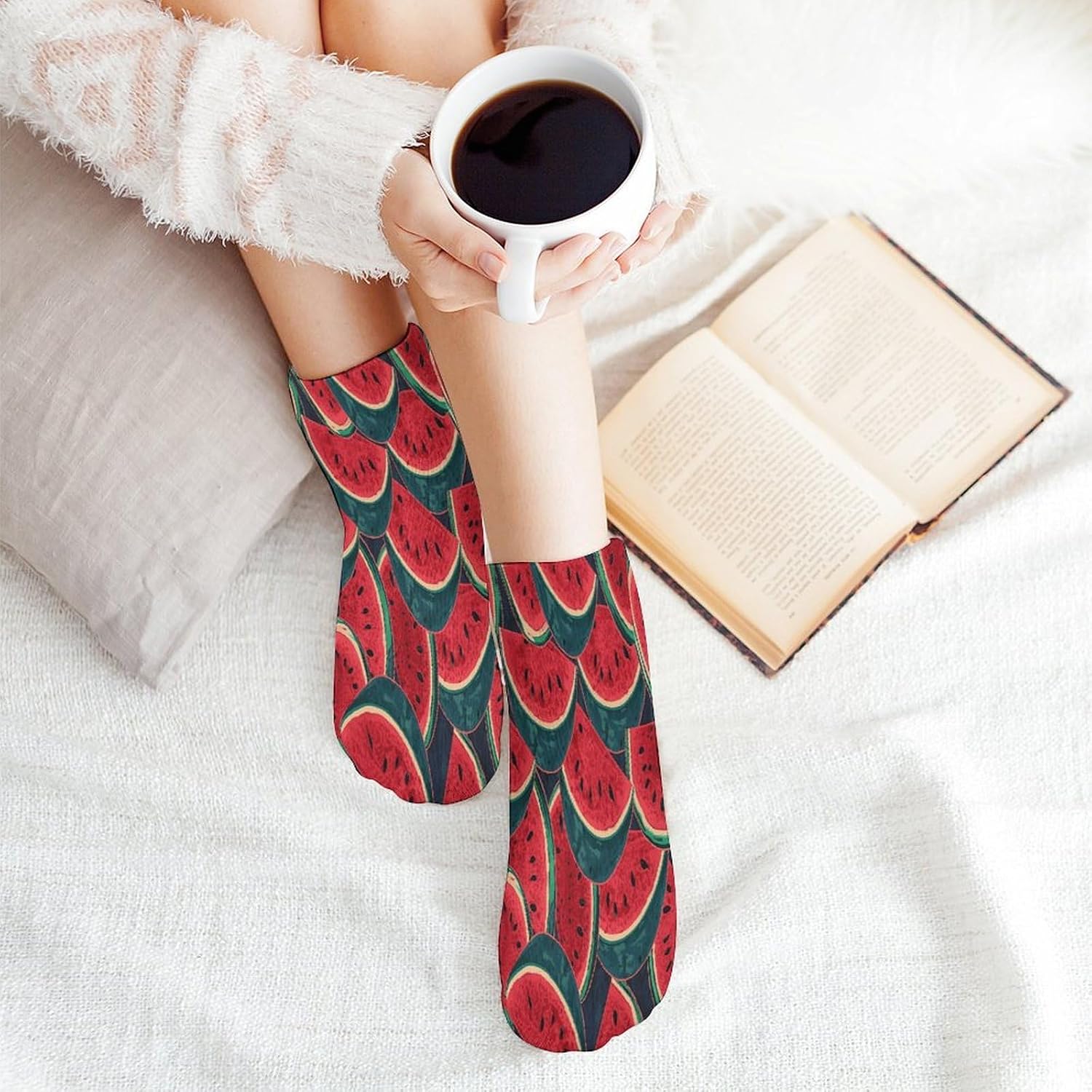 Red Watermelon Ankle Socks for Men Women 5 Pairs | Comfortable Casual Low Cut Socks, Lightweight No Show Breathable Athletic Socks, Soft Mini Crew Socks for All Seasons