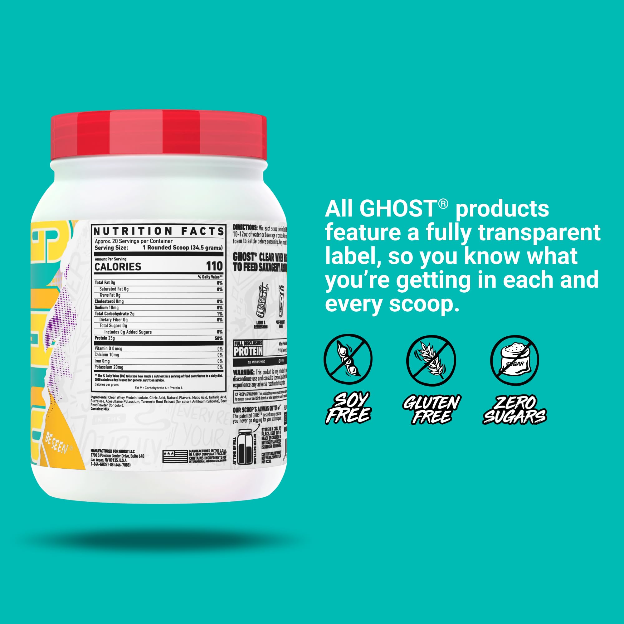 GHOST Clear Whey Isolate Protein Powder 25G, Sydney Cummings Mango Colada — Amazon image 4