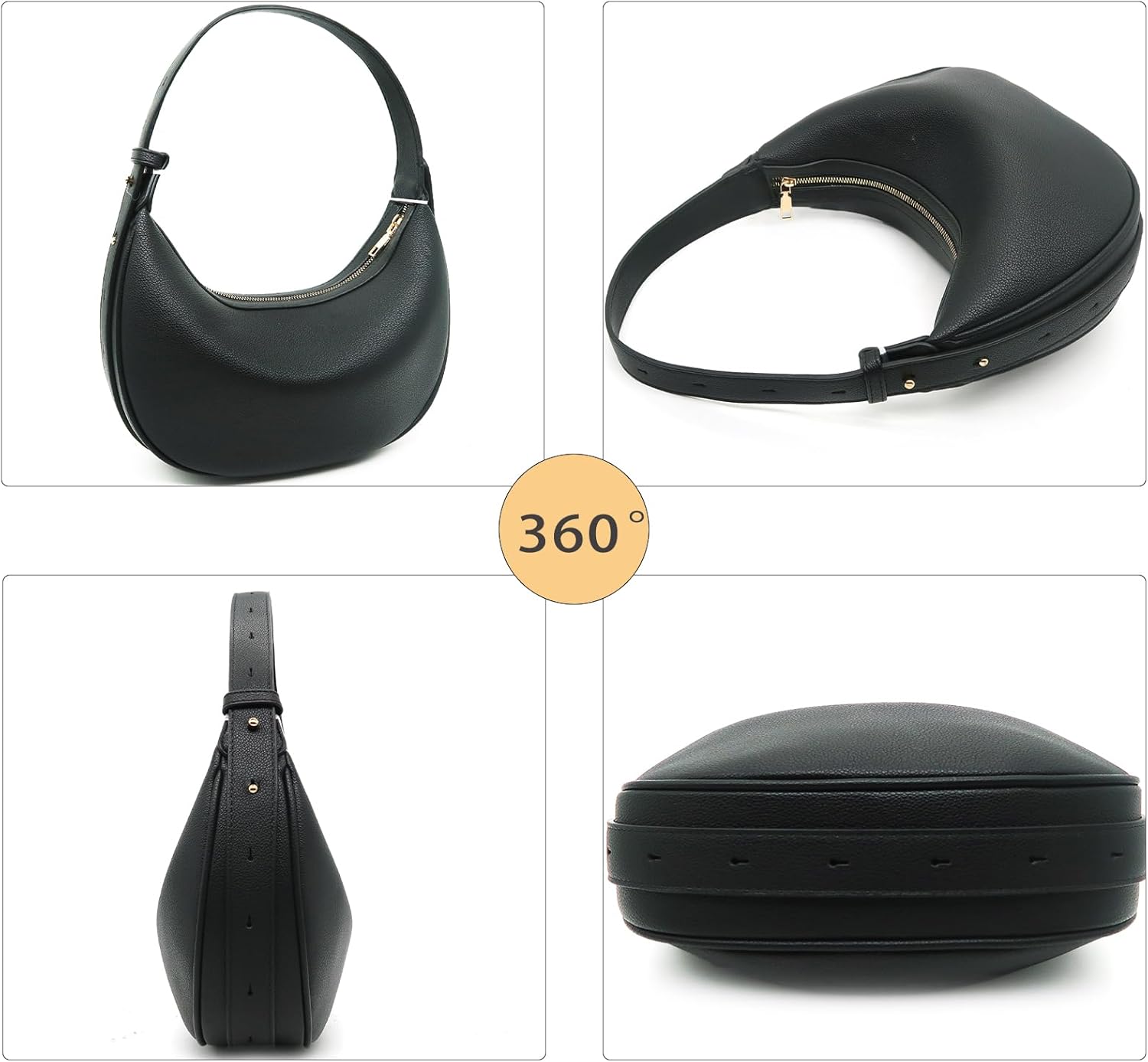 PU Shoulder Bag for Women Trendy Crescent Bags Vintage Hobo Handbags Shoulder Purses with Adjustable Strap