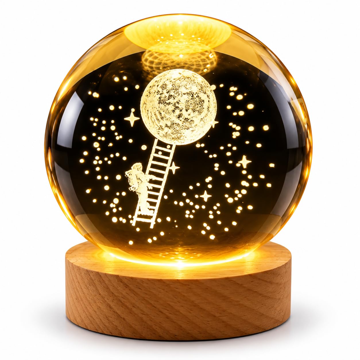Meditating Hanuman Crystal Ball Lamp - USB LED -23