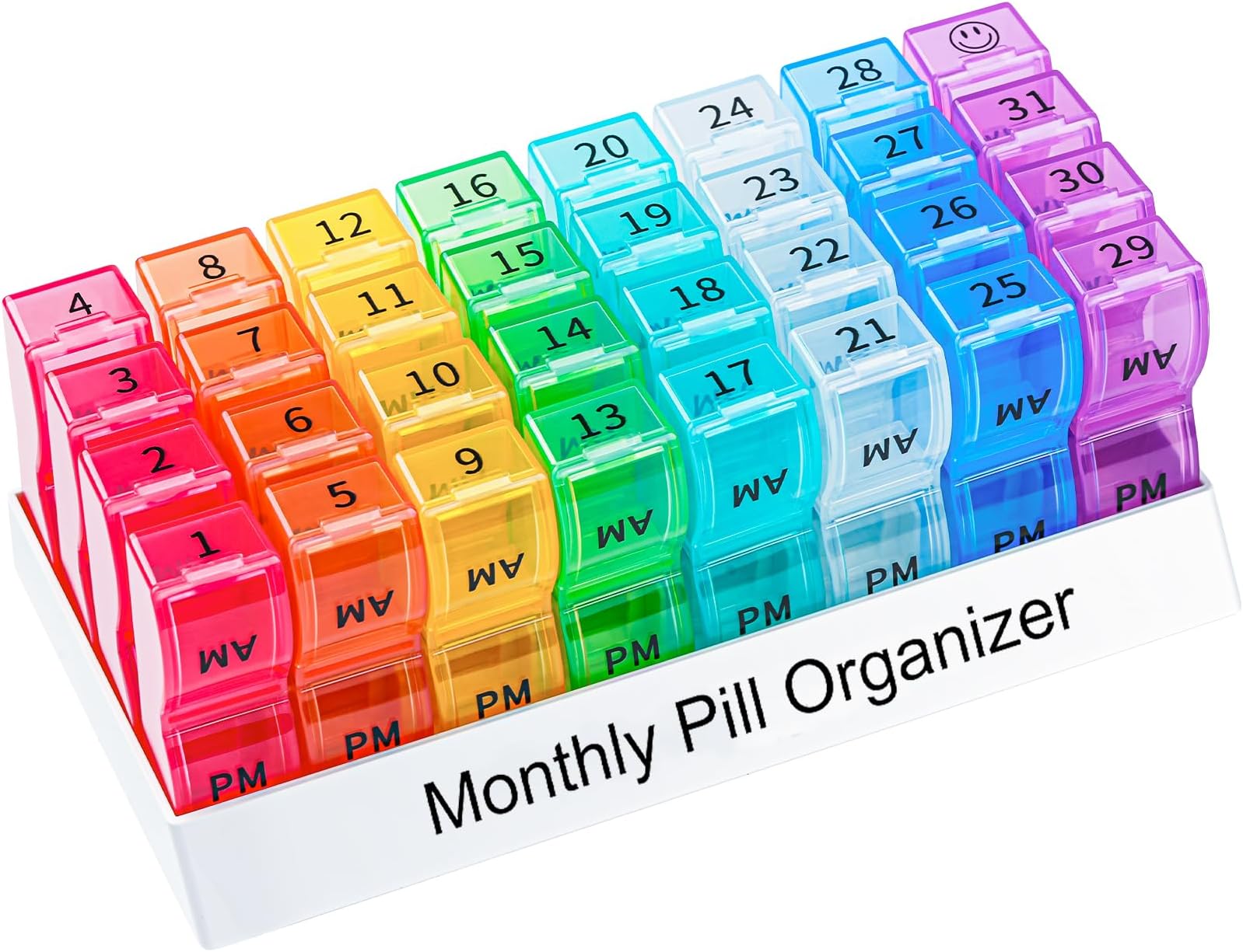 Monthly Pill Organizer 2 Times a Day, one Month Pill Box AM PM, 30 Day Pill Case Small Compartments to Hold Vitamin and Travel Medicine Organizer, 31 Day Pill Organizer, 4 Week Pill Cases