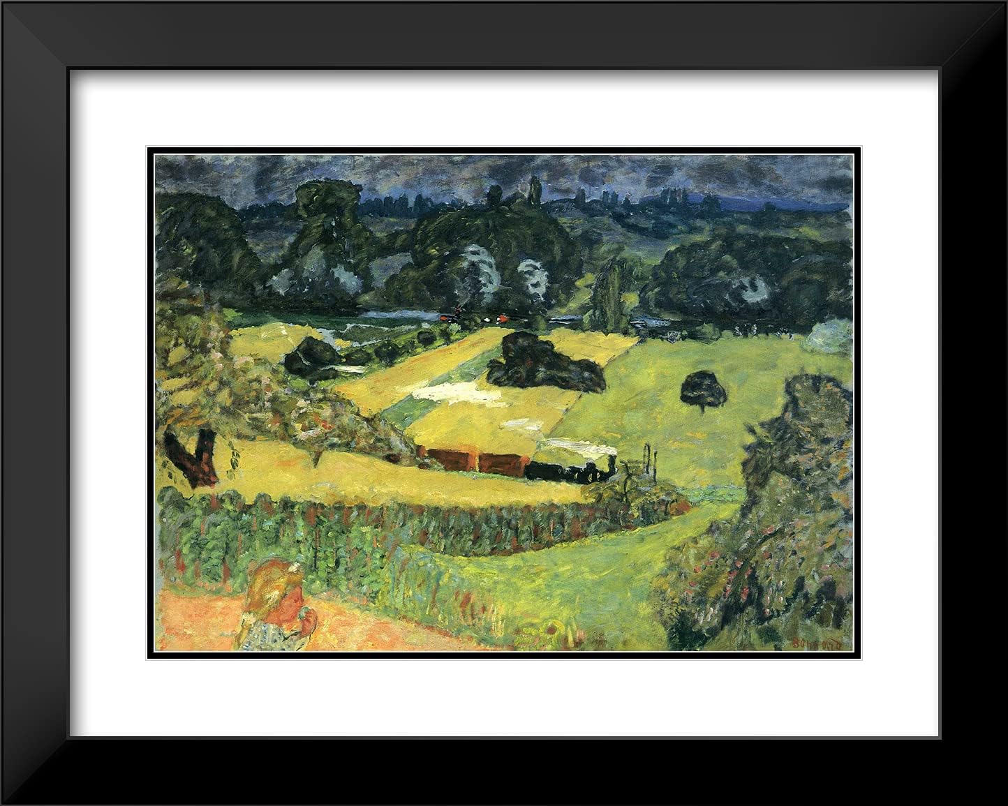 ArtDirect Bonnard, Pierre 24x19 Black Modern Framed Art Print with Double Matting Titled: Landscape l