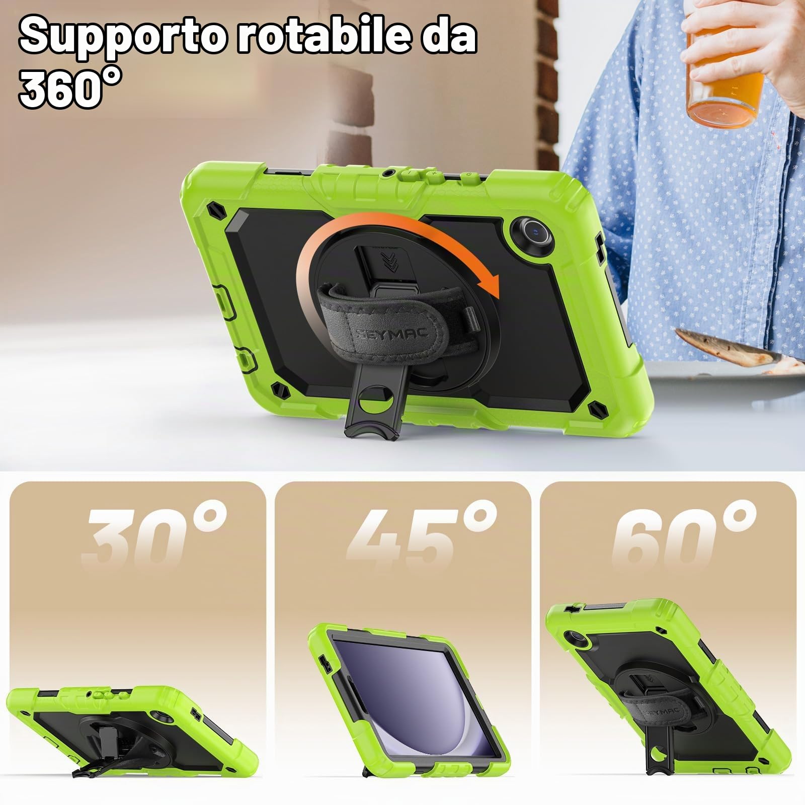 SEYMAC Cover per Samsung Galaxy Tab A9-8,7 Pollici 2023, Verde