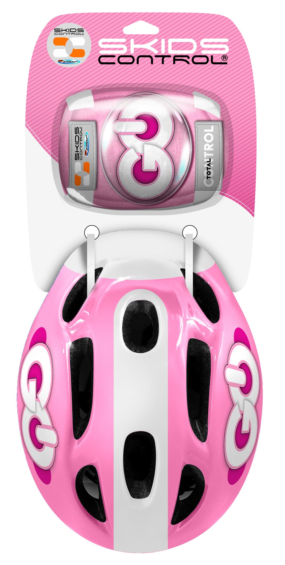 Stamp Combo Rosa Casco + Gomitiere Ginocchiere Skid Control Unisex-Youth, Pink, 50-56 cm