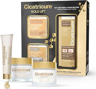 Gold Lift Anti Gravitational Wrinkles Skin Care Gift Set with Day Anti-Wrinkle Cream + SPF 30 , Night Anti-Wrinkle Cream & Dual Contour Eye and Lip Wrinkle Cream, 3 Piece Set