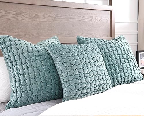 Vista 43 de Juego de 2 fundas de almohada bohemias de 18 x 18 pulgadas, fundas de almohada decorativas de estilo rural de terciopelo, fundas de cojín cuadradas