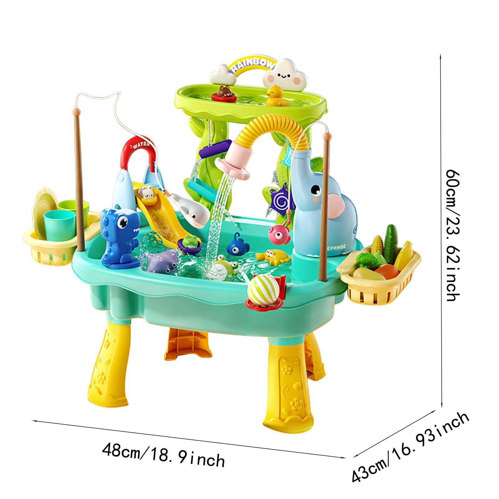 Generisch Wassertisch für Kinder Sand Wassertisch Spielzeug Großer Wassertisch Wasserspielzeug Rutsche und Angelspielen Outdoor Strandspieltisch Sinnesspielzeug für Jungen Mädchen