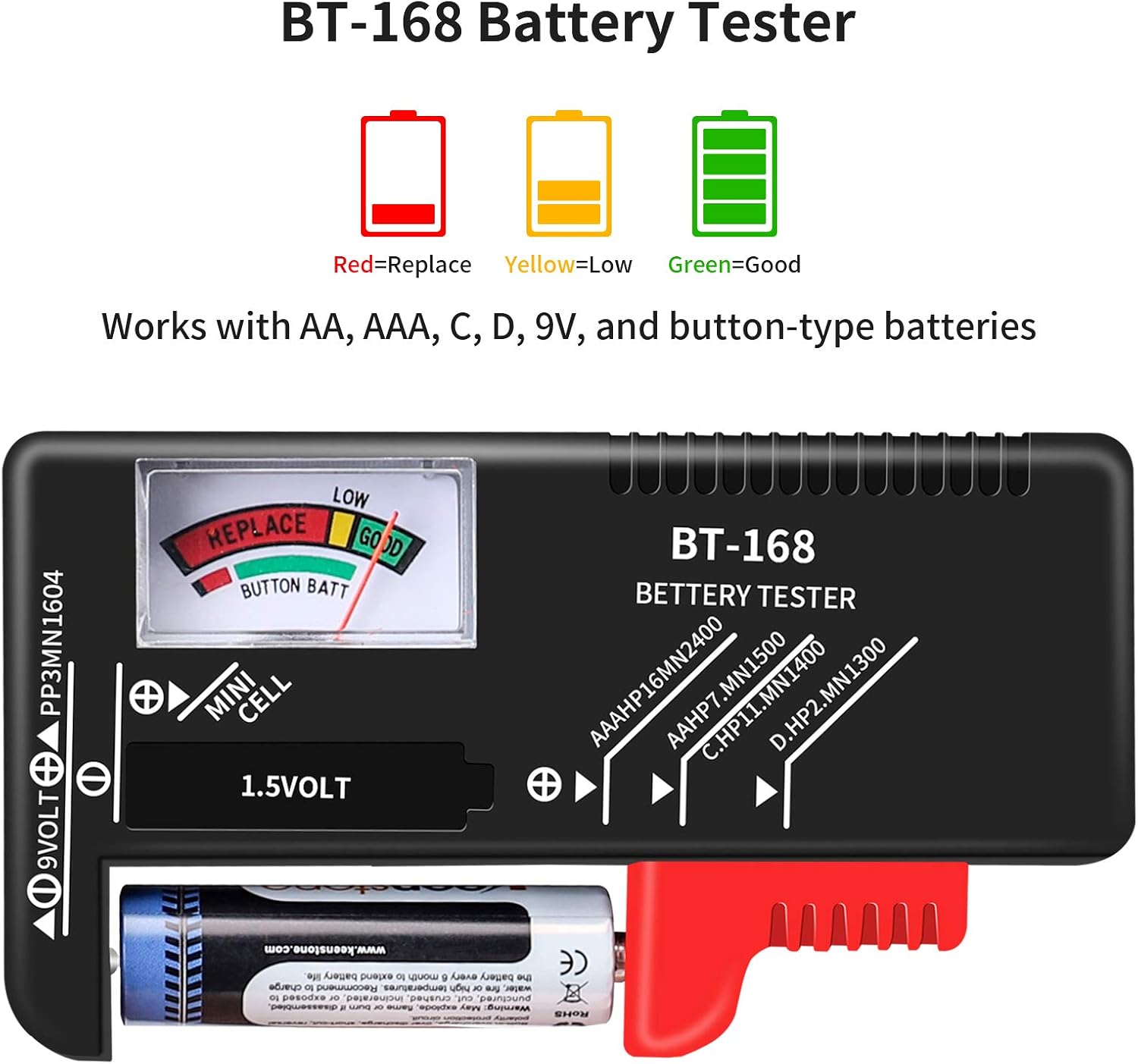Keenstone Battery Organizer Storage Box, Fireproof Waterproof Explosionproof Battery Carrying Case, Holds 199 Batteries AA AAA C D 9V 18650, Battery Storage Bag with Tester (Batteries Not Included)