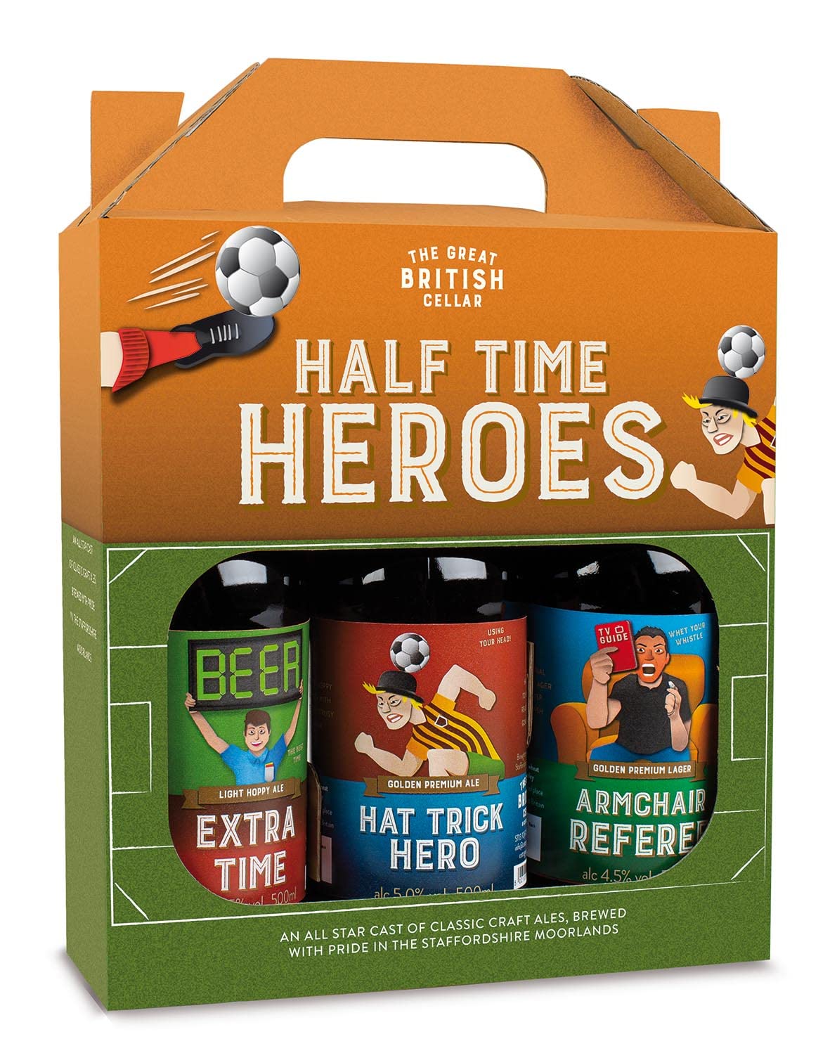 Cottage Delight Half Time Heroes Gift Pack, Containing Armchair Referee: Golden Premium Lager 4.5% ABV 500 ml, Extra Time:Golden Ale 4.5% ABV 500 ml, Hat Trick Hero: Light Hoppy Ale 5% ABV 500 ml