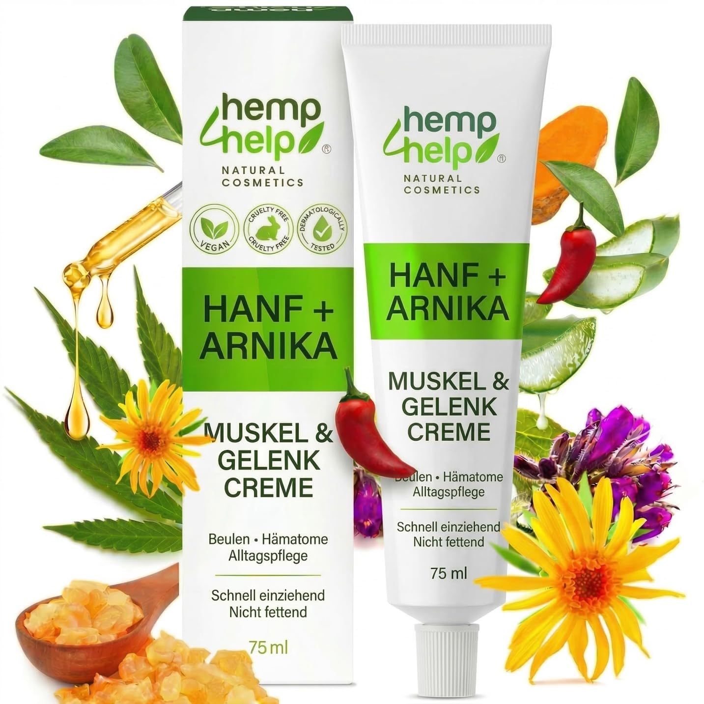 Bio Arnika Salbe Hochkonzentriert für Rücken, Nacken, Schultern, Knie & Waden –Wärmende Massagecreme bei beanspruchten Muskeln nach Sport, Garten & Training – mit Hanf, Boswellia, Kurkuma, MSM & Chili