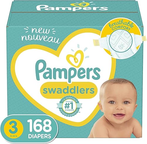 Pañales tamaño 3 168 unidades - Pañales desechables para bebés Pampers Swaddlers suministro de un mes Pañales tamaño 3 168 unidades - Pañales desechables para bebés Pampers Swaddlers suministro de un mes