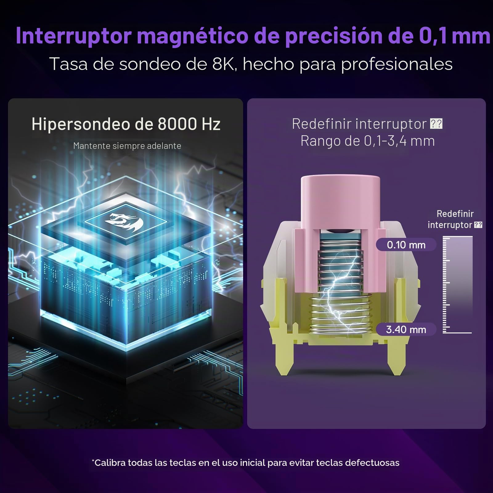 Redragon K673 Teclado Mecánico Magnético Cableado RGB | Diseño Blanco y Negro Alta Precisión Disposición US Ergonómico Gaming Interruptores Personalizados
