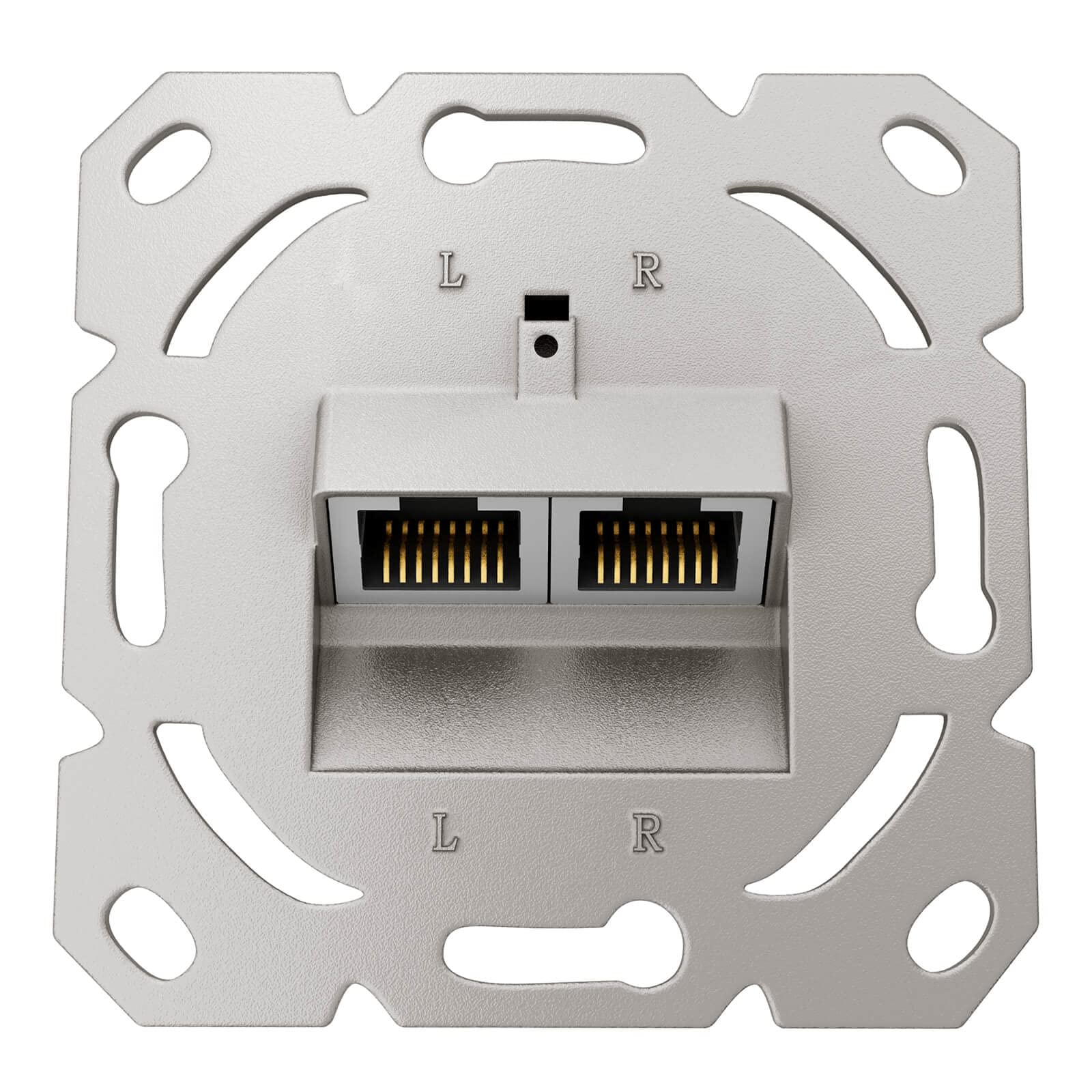 HB-DIGITAL 5 x CAT 6a gniazdo sieciowe RJ45 2-portowe STP ekranowane, kompatybilne ze sztywnymi kablami LAN PoE T568A/B standard stop cynku 10 Gigabit 50 mm x 50 mm - Bez obudowy