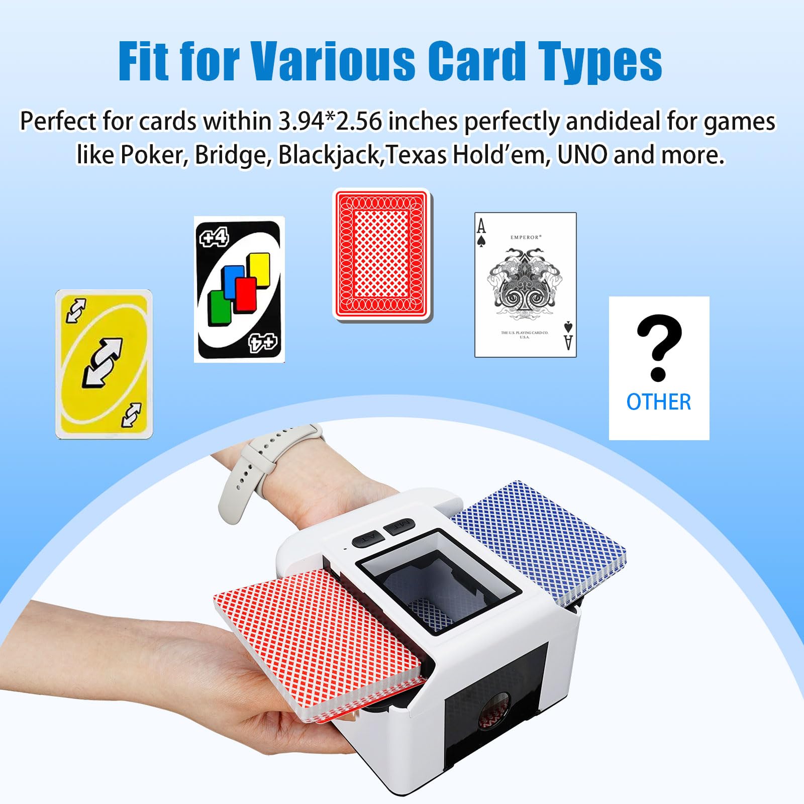 Mischia Carte Elettrico Automatico | Per 1-2 Mazzi | Ricaricabile USB-C | Modalità Auto E Manuale | Ideale Per Poker E Giochi - Foto 3