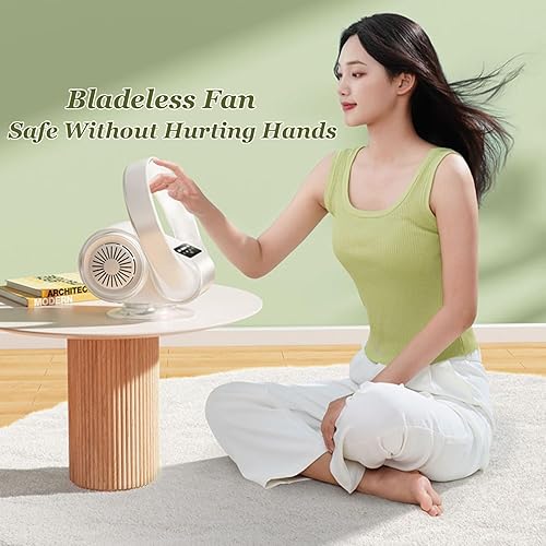 Miniatura 3 de Ventiladores de pared montados en la pared, ventilador plegable sin aspas montado en la pared y escritorio, mini ventilador de refrigeración de