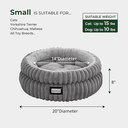 Miniatura 5 de BALANCE Cama para gatos, cama para gatitos, camas redondas lavables para gatos de interior, cama de felpa súper suave de piel sintética para Rosa