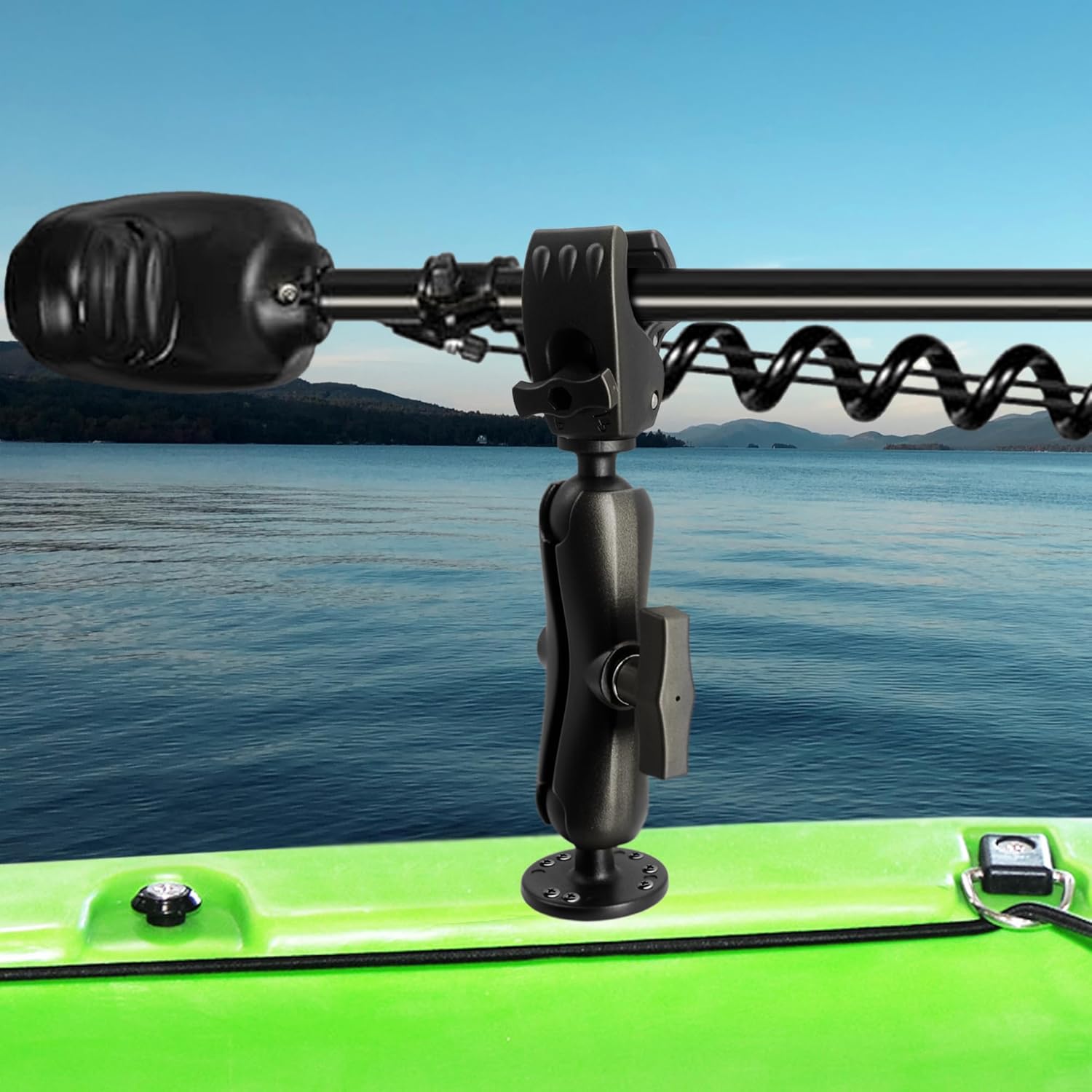 Aluminum Trolling Motor Stabilizer, Greater Gripping Strength and Range Through 1.5" Ball and 5.9" Arm, Adjustable Boat Accessories for Minn Kota, Rhodan