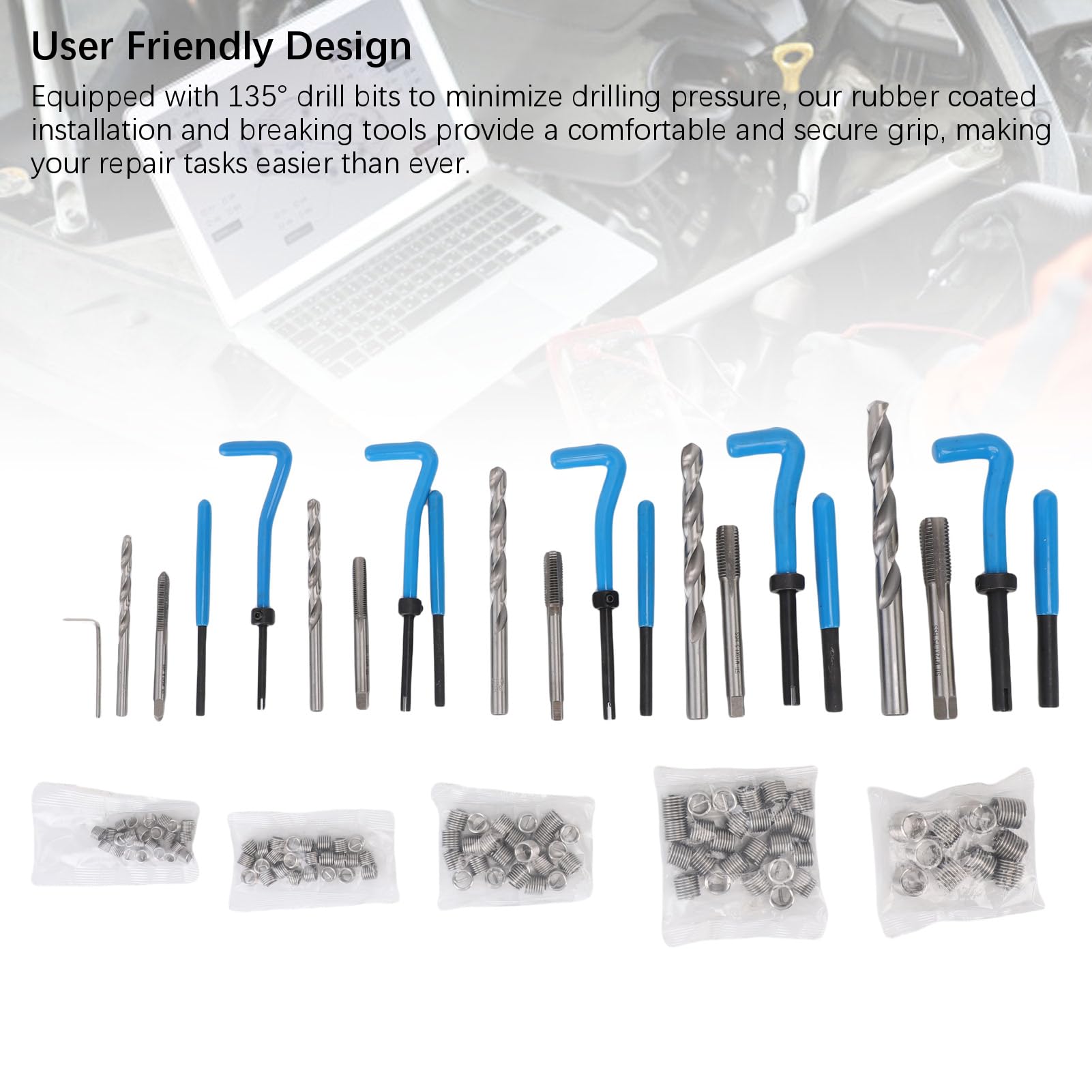 Luocute Kit di Riparazione del Filo Metrico, 131 Pezzi Motore Automobilistico Candela Inserzione Inserzione Strumenti di Rilevamento Universali, Bit HSS Bits ISTRITTI della Dolci