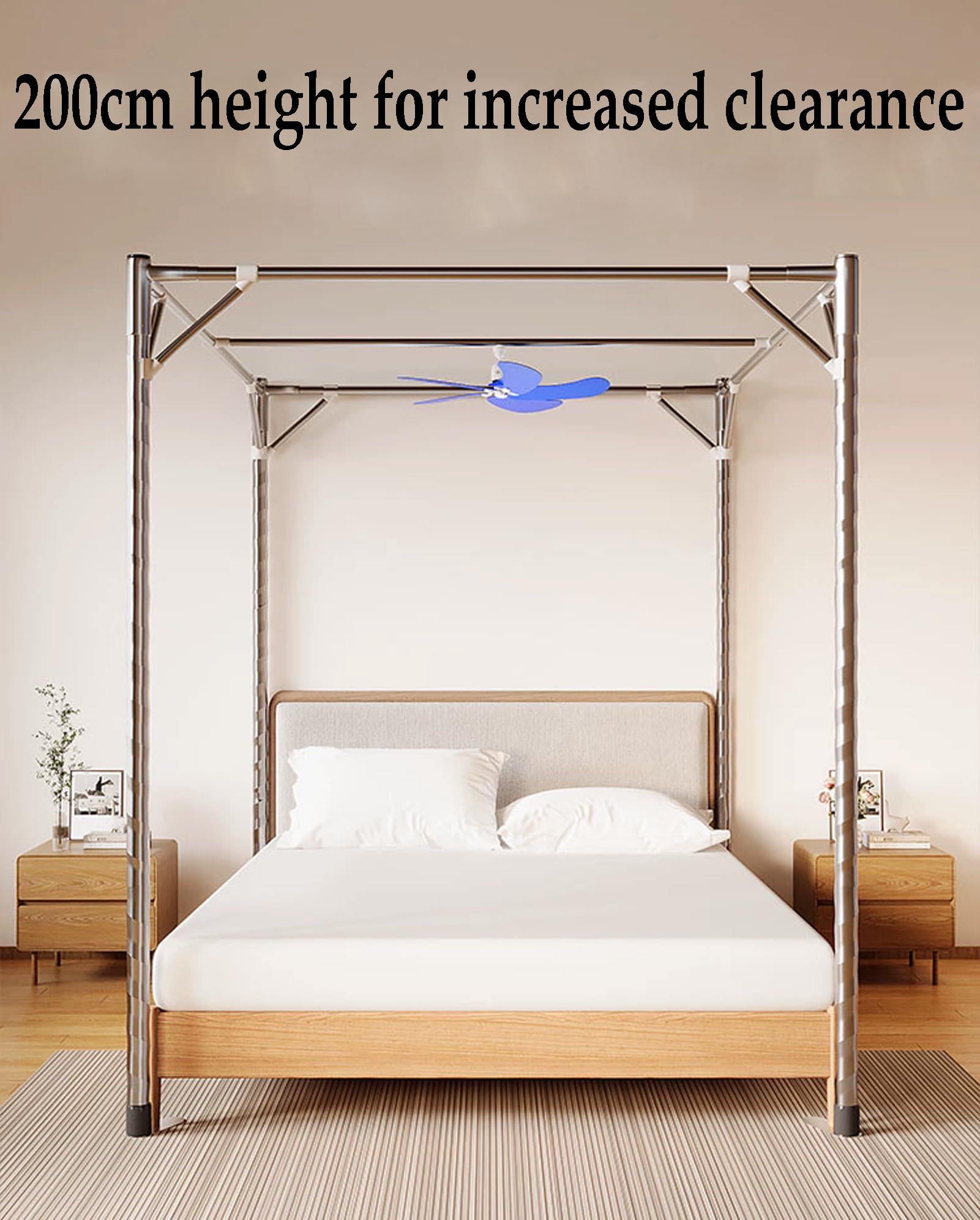 Himmelbett Moskitonetzhalter Vier Eckbett, Mückenetz Rahmen Bettüberdachung Baldachin Gestell, Aus Edelstahl, Schlafzimmer-Dekor(Size:150 * 200cm,Color:32mm)