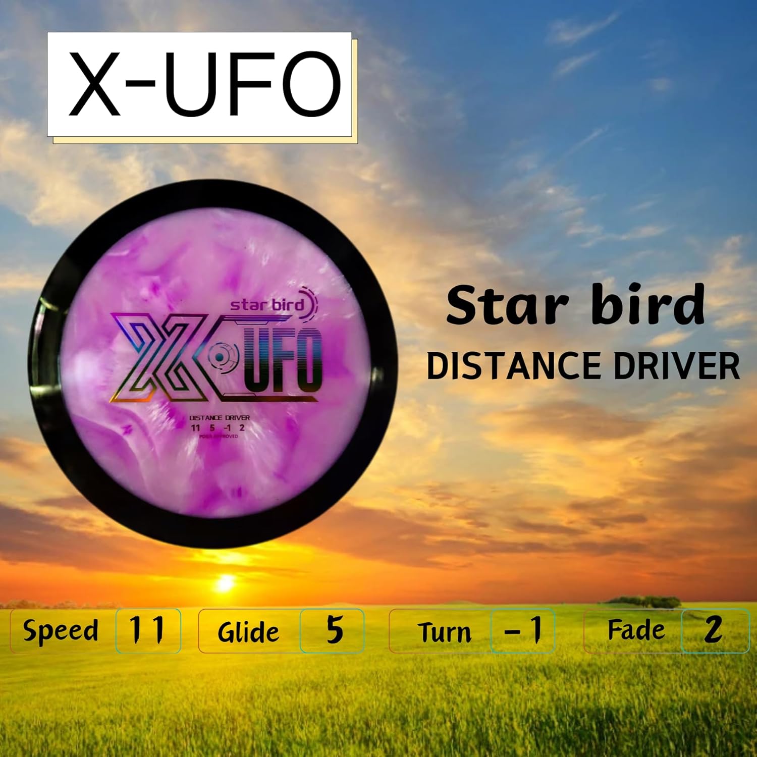 X-UFO Disc Golf Set - Disc Golf Starter Set, Includes 1 Putter, 1 Driver, and 1 midrange disc, Weighing 170-178 Grams. Suitable for Beginners and Professional disc Golf tournaments