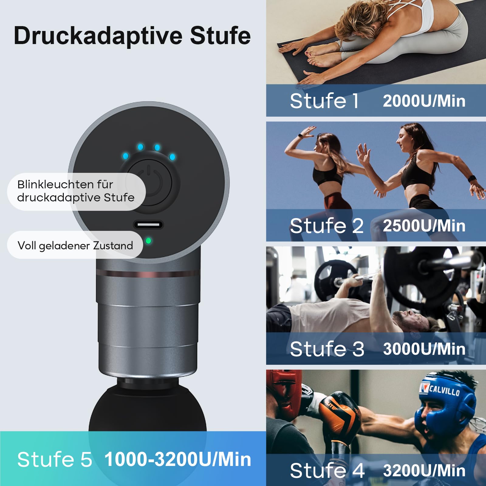 arboleaf Mini Massagepistole Massagegerät Massage gun, 3200rpm 0,47kg mit AI Stufen 4 Silikon-Aufsätze, leise Muskelpistole mit Tasche Muscle Gun für Muskelentspannung stark Akku USB-C