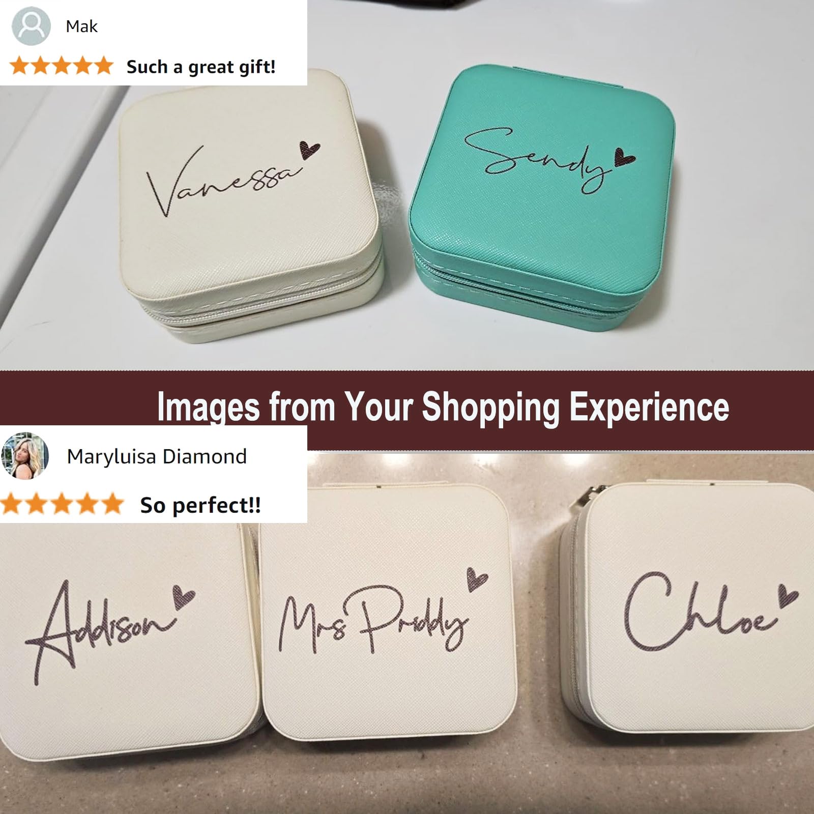 DayOfShe Boîte à Bijoux Voyage Personnalisable - Cadeau Mariage, Enterrement Vie De Jeune Fille