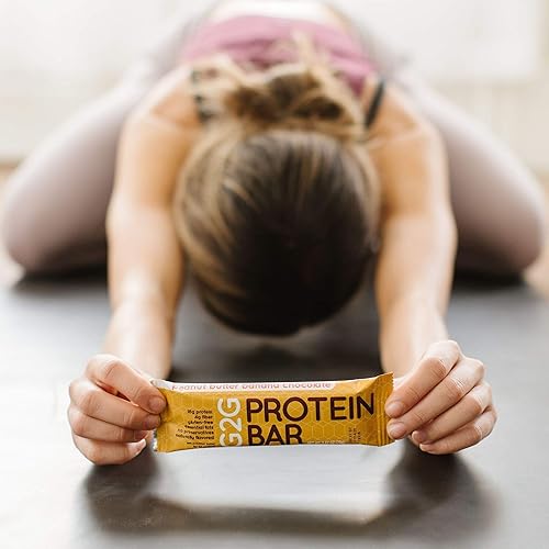 Miniatura 5 de G2G Barra de proteínas, mantequilla de maní y plátano, aperitivo saludable, delicioso reemplazo de comidas, sin gluten, ingredientes limpios,
