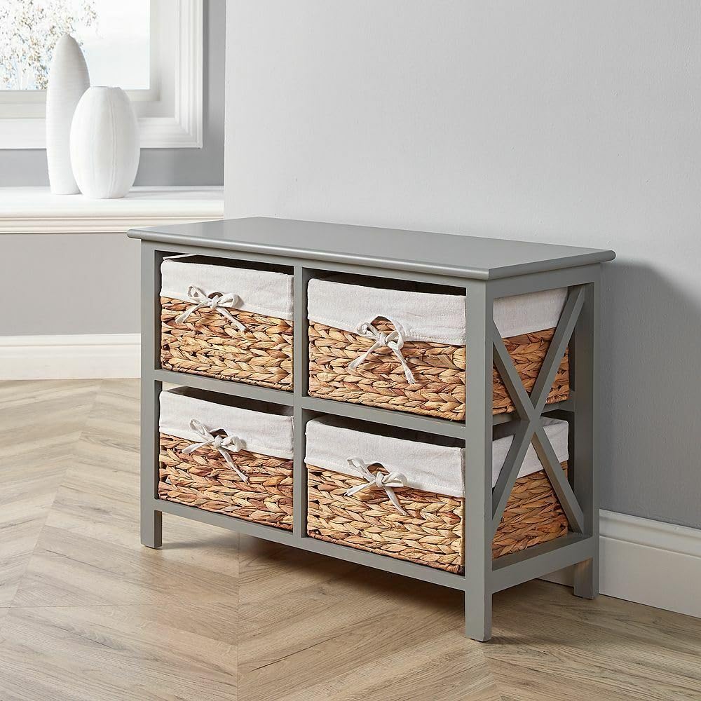 Home Source Fully Assembled 4 Drawer Storage Unit Grey from B&Q