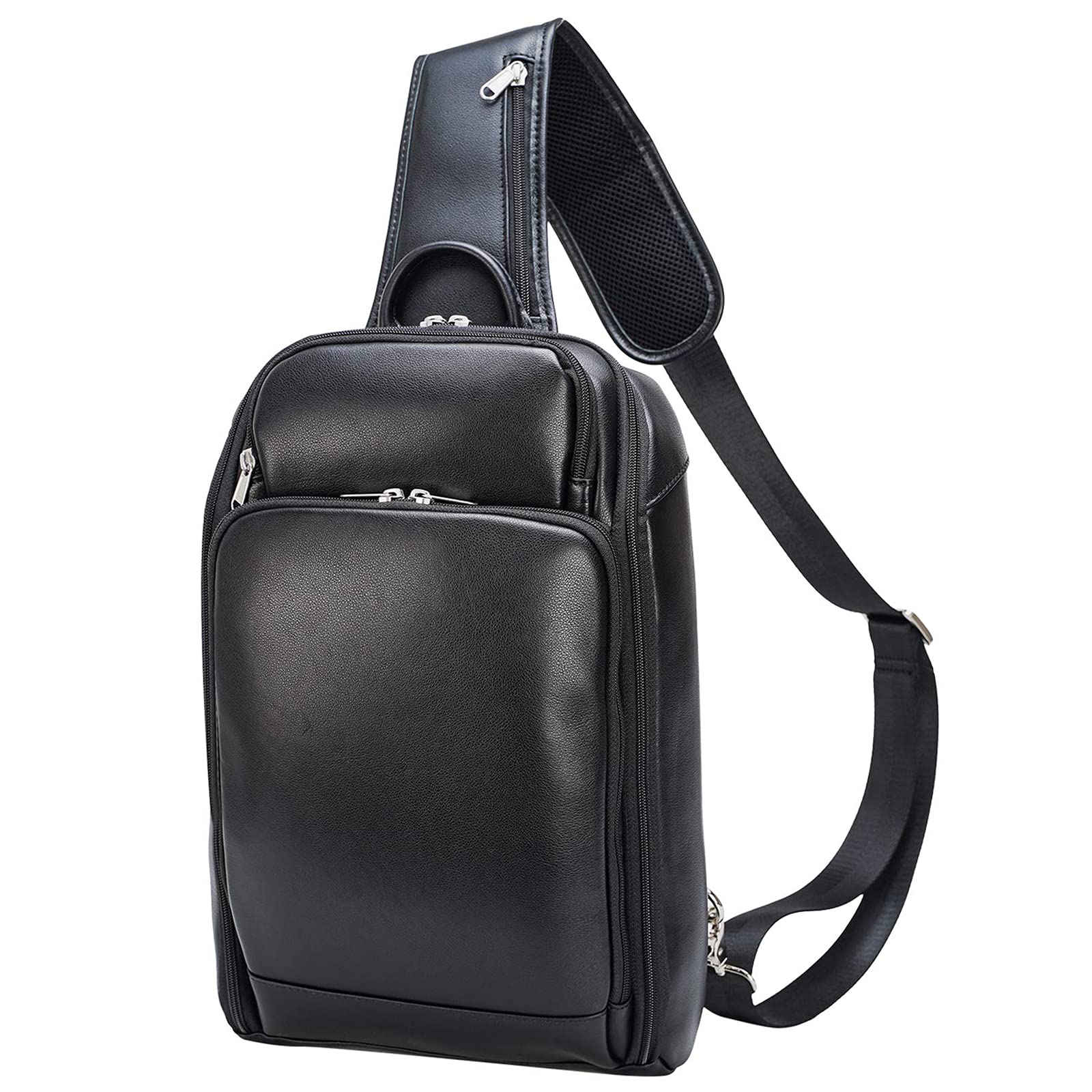 Polare Modern Style Sling Shoulder Bag Men’s Travel/Hiking Daypack with Full Grain Italian Leather and YKK Zippers