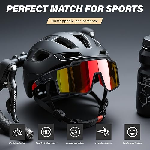 Miniatura 3 de Gafas de sol deportivas polarizadas para hombre, ciclismo, conducción, pesca, protección UV, ligeras, marco grande, gafas de bicicleta de montaña