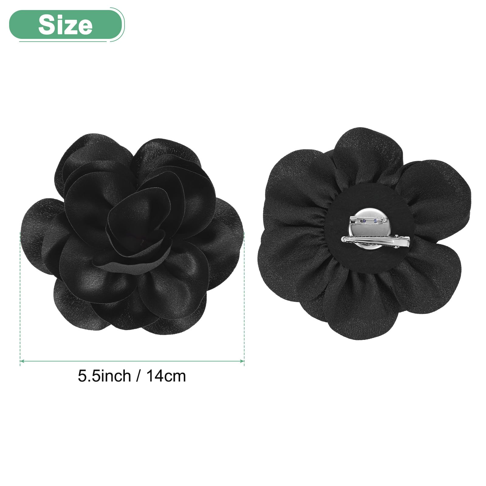 M METERXITY Rose Flower Brooches and Pins for Women 5.5 Inch Lapel Pins Dainty Satin Fabric Big Camellia Hair Flowers Clips for Wedding/Parties/Clothes/Jewelry [14cm - Image 3