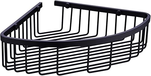 orhemus Cesta de ducha de acero inoxidable 304, organizador de baño, organizador de pared, acabado chapado en negro mate, resistente