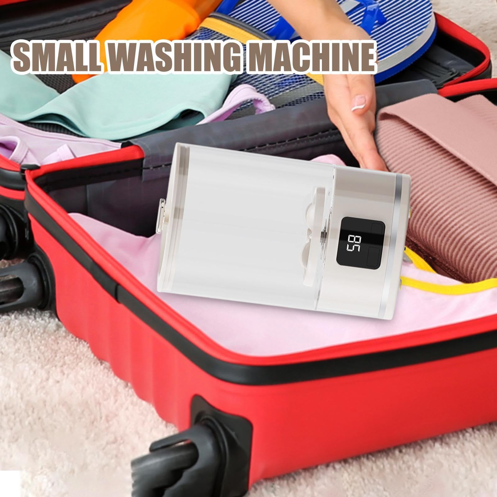 Lavatrice da viaggio, mini lavatrice portatile, pulitore per bucato compatto, 3 modalità di lavaggio con display a LED, alimentazione USB, ideale per biancheria intima, calze, pantaloni, appartamento | Mini Lavatrice Portatile Per Casa Appartamento Univer