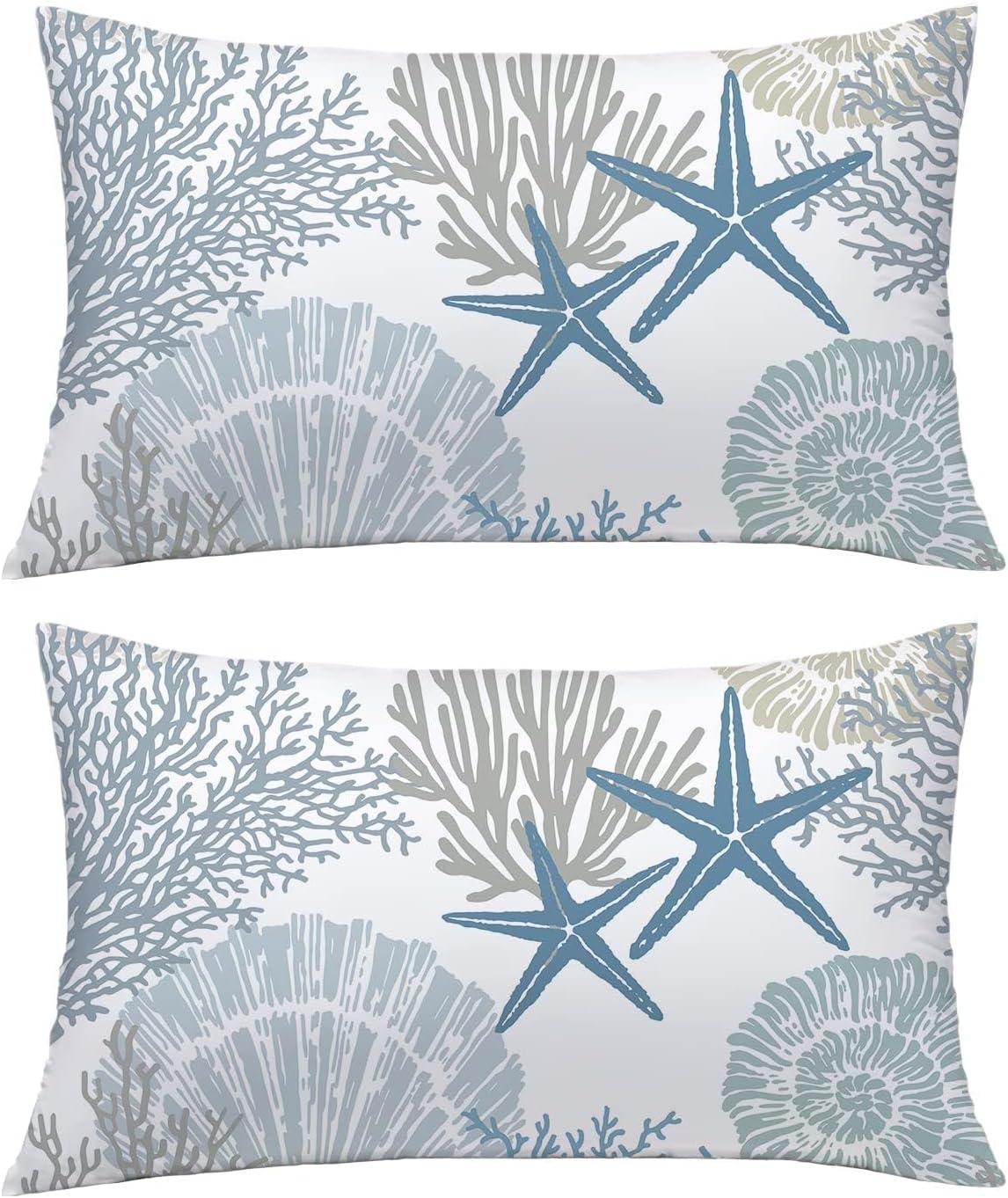 Tritard Coastal Lumbar Pillow Covers Set of 2, 12x20, Blue image 4