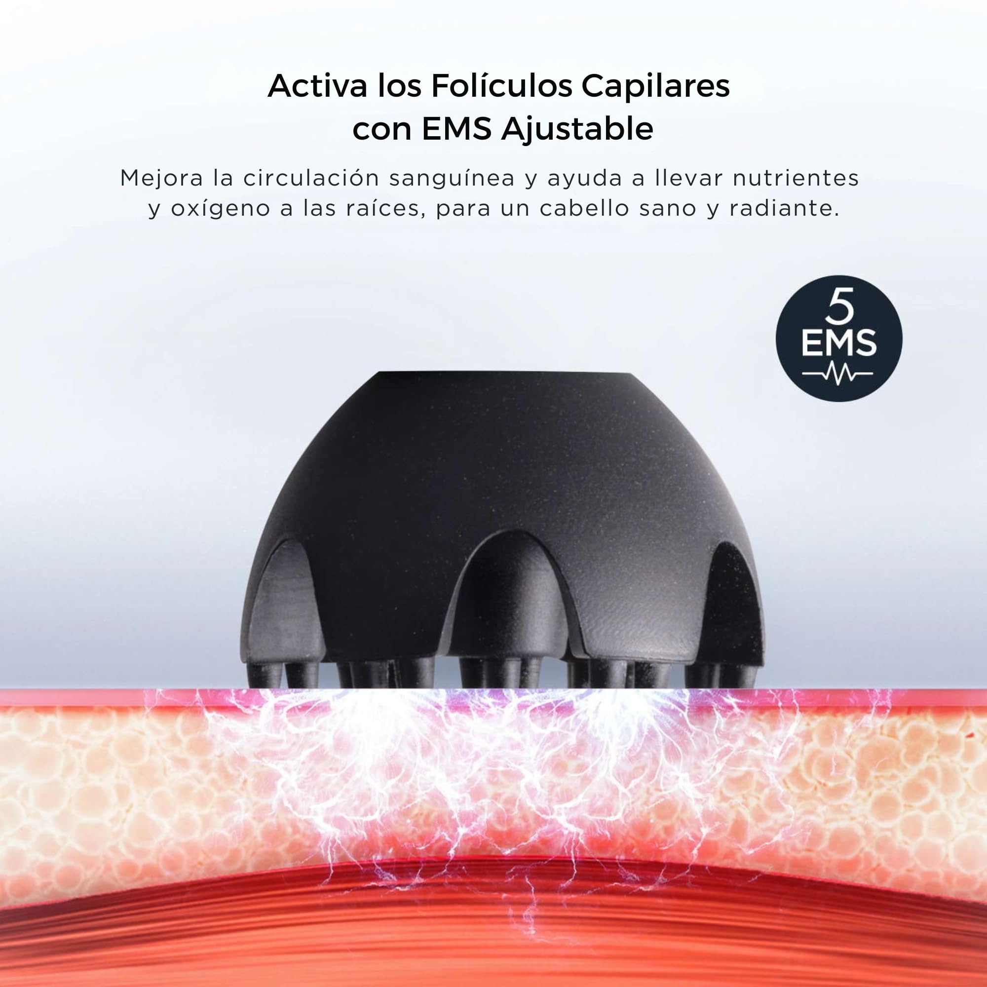 MYTREX Head Spa Pro Masajeador Facial y Capilar con EMS, Terapia de Luz Roja, 12 Accesorios, 5 Niveles, Resistente al Agua, Modelo MTEHP22B