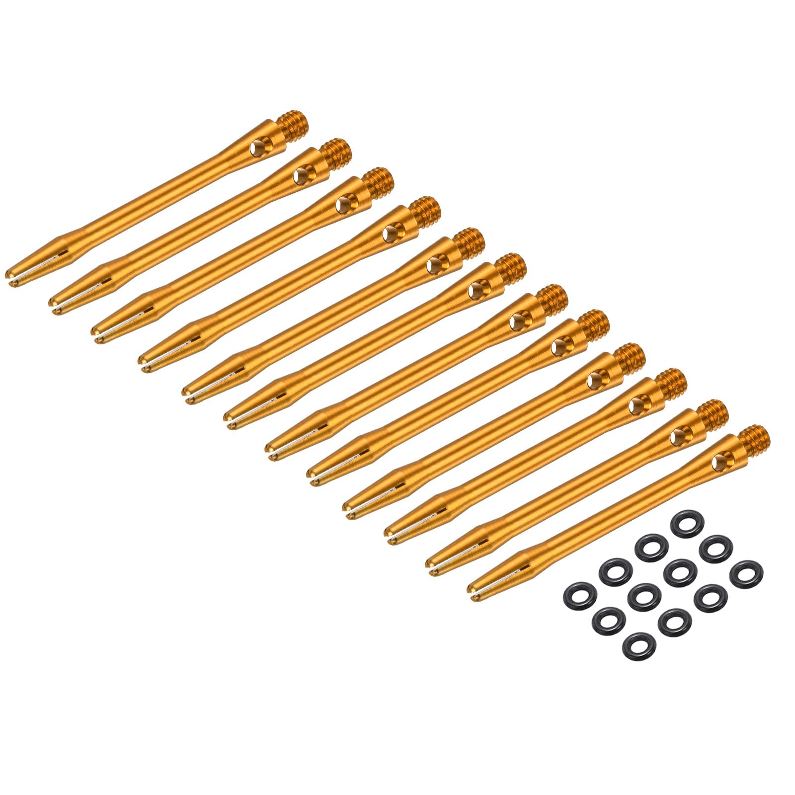 PATIKIL Aluminum Dart Shafts 48mm, 12 Pack 2BA Thread Dart Stems Replacement Accessories with Rubber Rings for Steel Tip, Gold