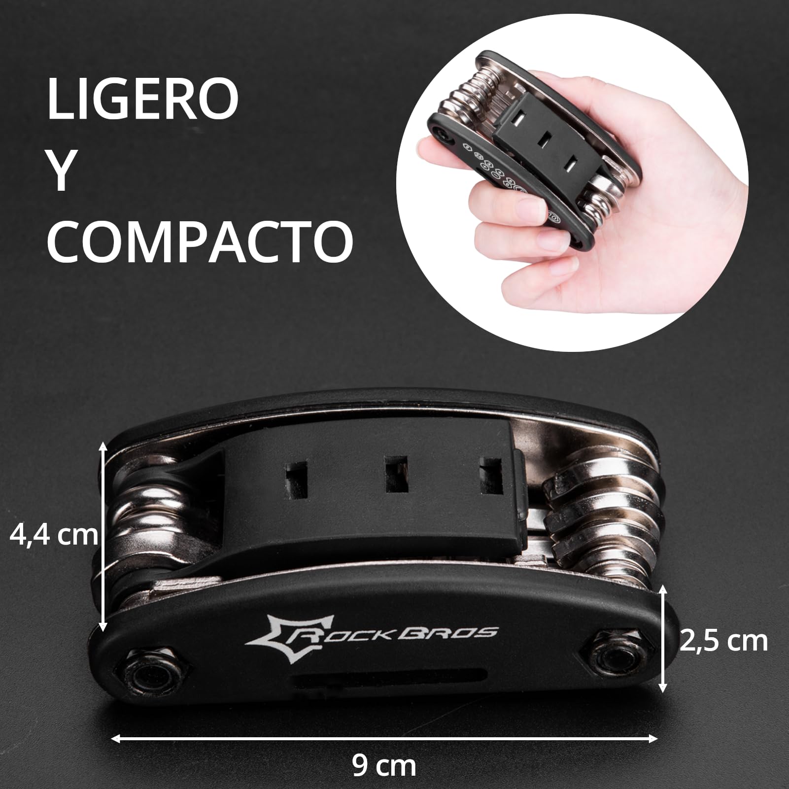 ROCKBROS 16 en 1 Herramientas de Reparación de Bicicleta Multifunción, Multiherramienta Plegable Portátil para MTB Bicicleta Carretera Ciclismo